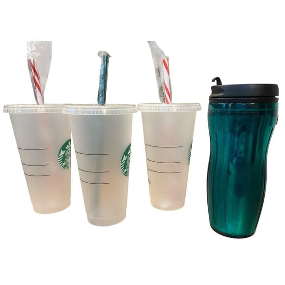 Starbucks 24oz Cups Straws 16oz Lucy Malachite Green Insulated Coffee Mug Reuse - Picture 4 of 8